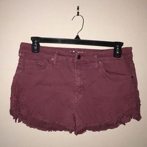 High rise denim shorts